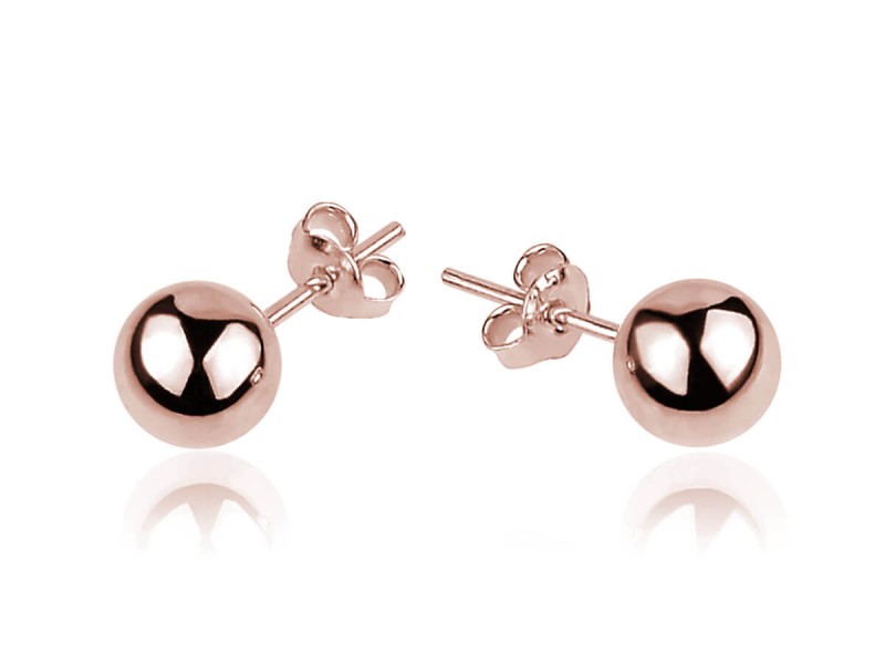 Srebrne kolczyki kulki - 6mm - Rose Gold