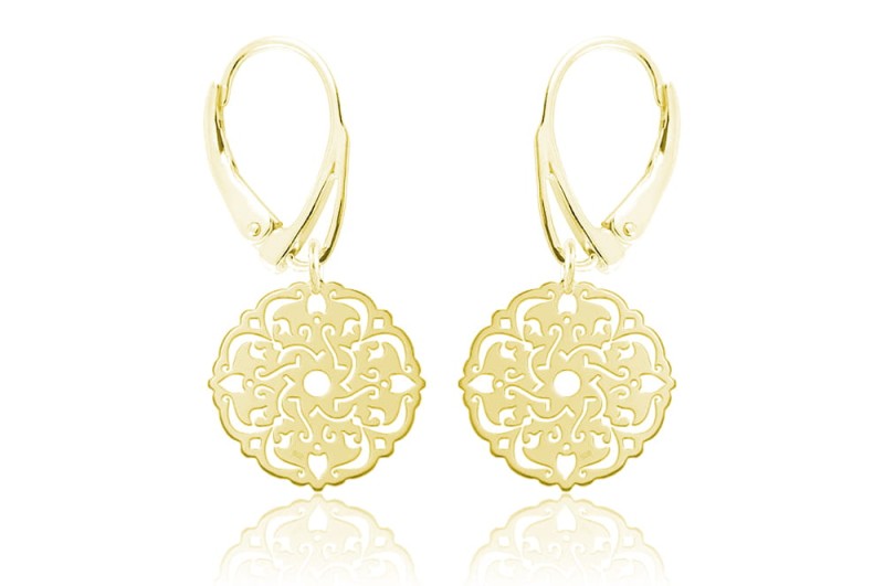 Kolczyki Rozeta Sophie - 24k złocenie - angielskie zapięcie