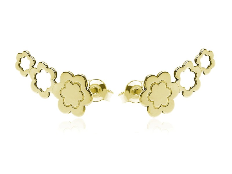 Kolczyki typu nausznica - Kwiatuszki - 24k złocenie