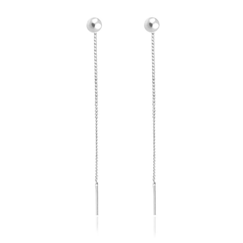 Srebrne kolczyki kulki przeciągane przez ucho ( 4mm )