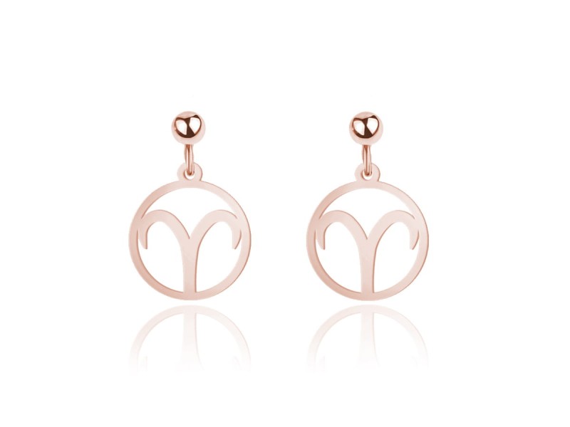 Srebrne kolczyki Znaki Zodiaku - rose gold