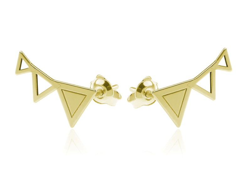 Kolczyki typu nausznica - Trójkąty - 24k złocenie