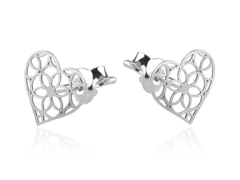 Srebrne kolczyki ażurowe serca