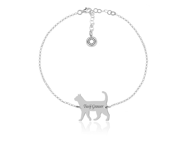 Srebrna bransoletka - Kot - Grawer!