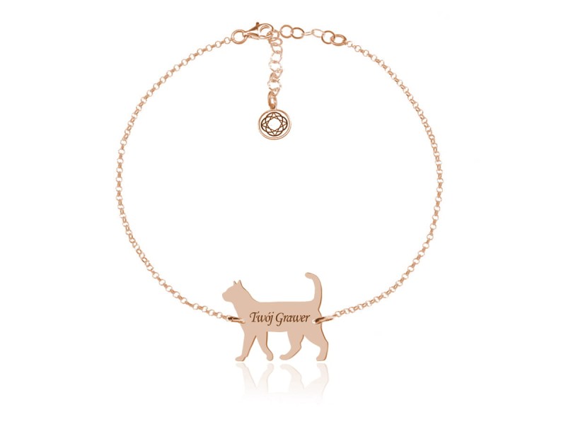 Srebrna bransoletka - Kot - Grawer! rose gold