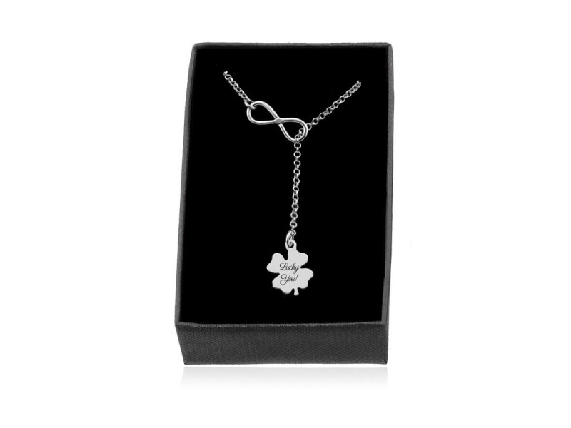 Srebrny naszyjnik przekładany Nieskończoność i Koniczynka