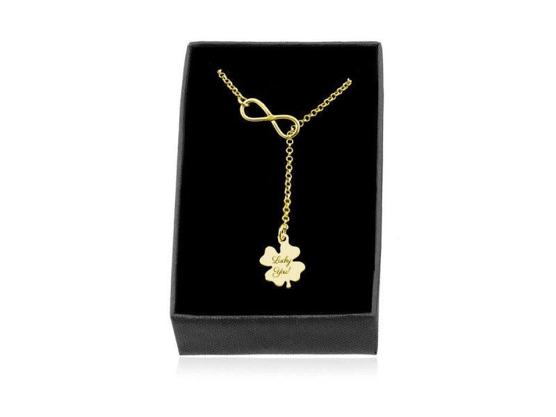 Srebrny naszyjnik przekładany Nieskończoność i Koniczynka - 24k złocenie