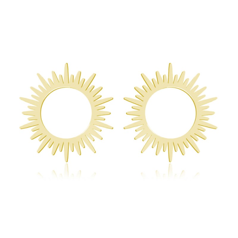 Srebrne kolczyki Salina - Słońce - sztyfty - 24k złocenie