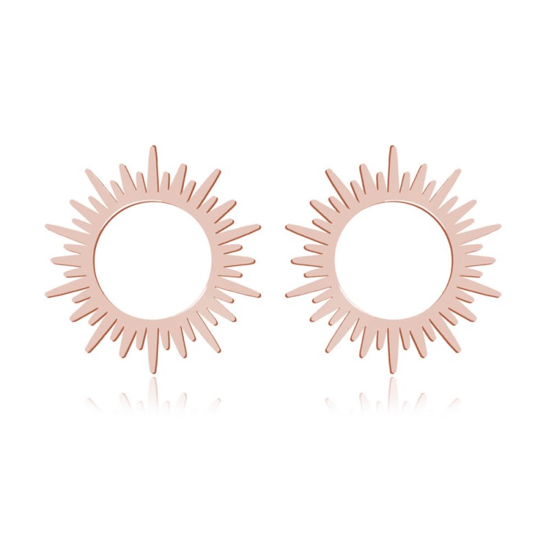 Srebrne kolczyki Salina - Słońce - sztyfty - rose gold