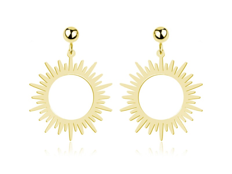 Srebrne kolczyki Salina - Słońce - sztyfty II - 24k złocenie
