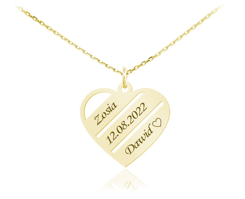 Naszyjnik Serce Renelle z Imionami - 24k złocenie - Grawer