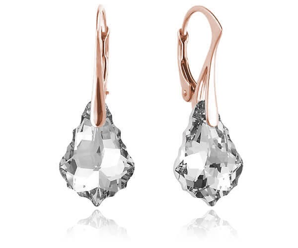Srebrne kolczyki z kryształem Swarovski® - Baroque - rose gold