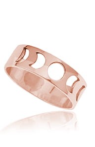 Obrączka srebrna Luna - fazy Księżyca - rose gold