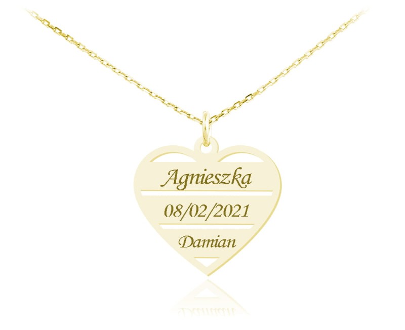 Naszyjnik Serce Renelle II z Imionami 24k złocenie - Grawer