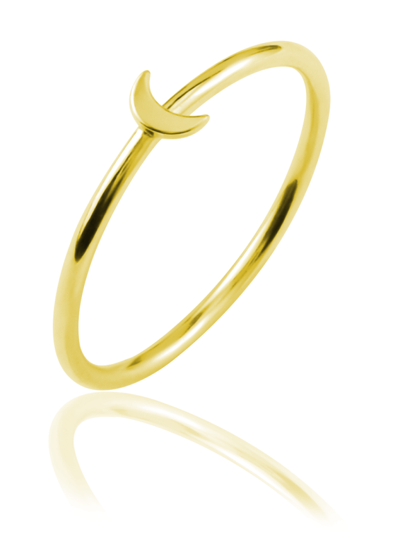 Pierścionek srebrny Księżyc - 24k złocenie