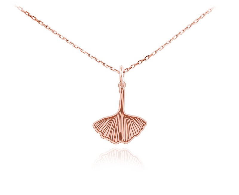 Naszyjnik Liść Miłorzębu - rose gold