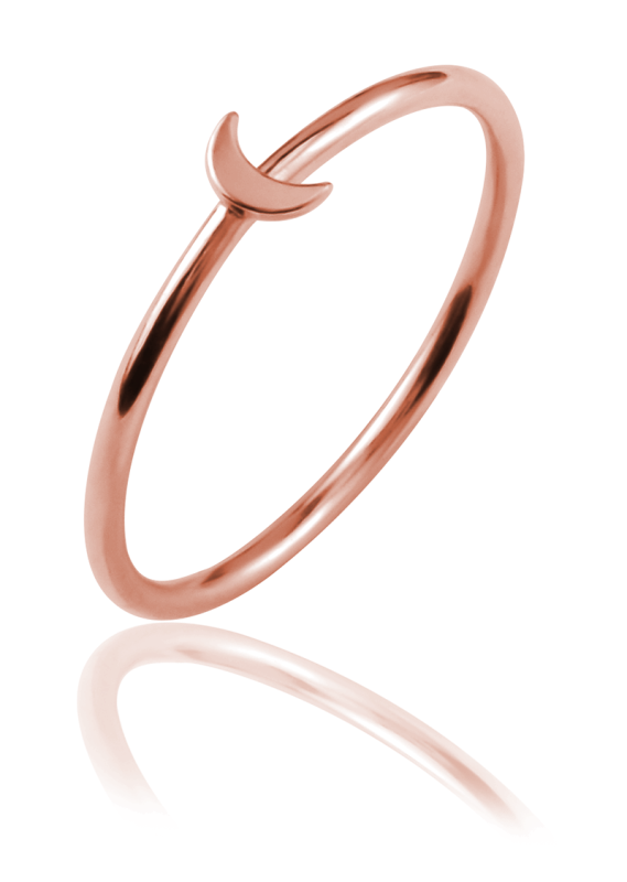 Pierścionek srebrny Księżyc - rose gold