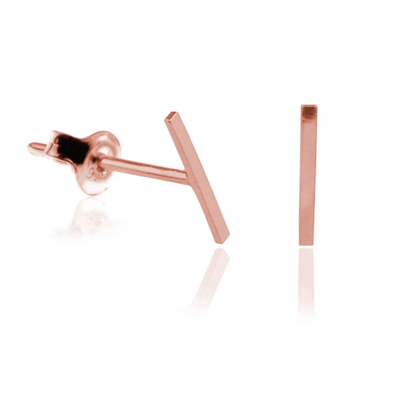 Srebrne kolczyki kreski - rose gold