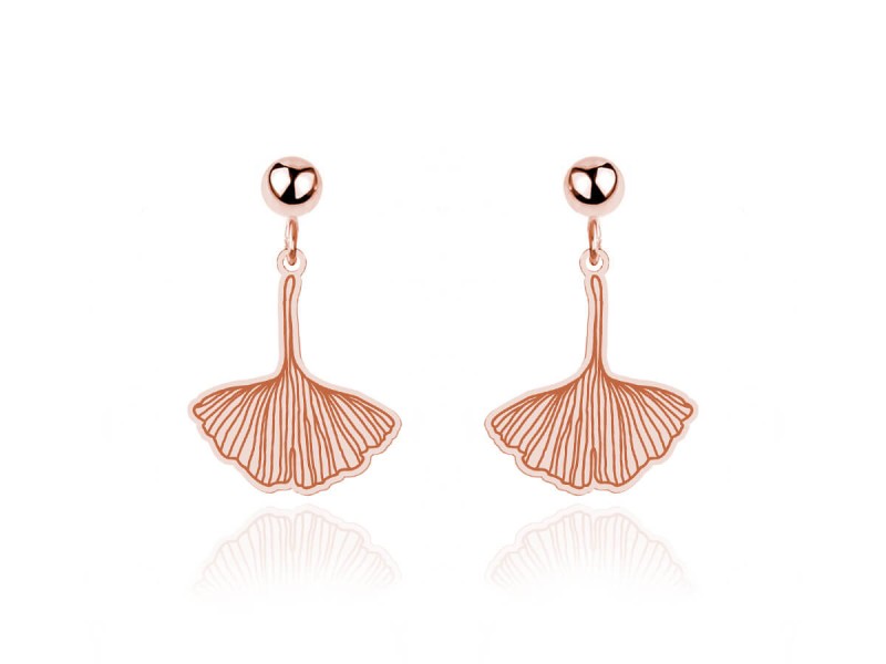 Kolczyki liście Miłorzębu - rose gold
