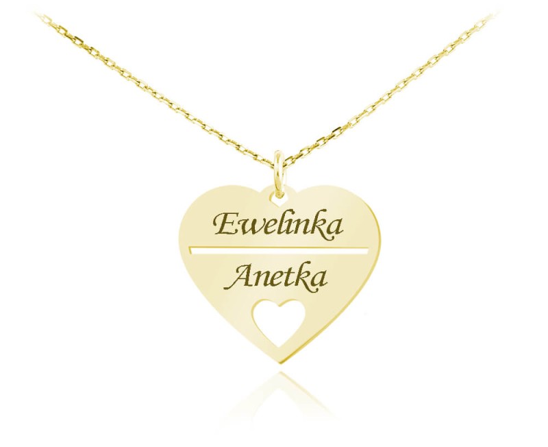 Naszyjnik Serce Renelle III z Imionami - 24k złocenie - Grawer