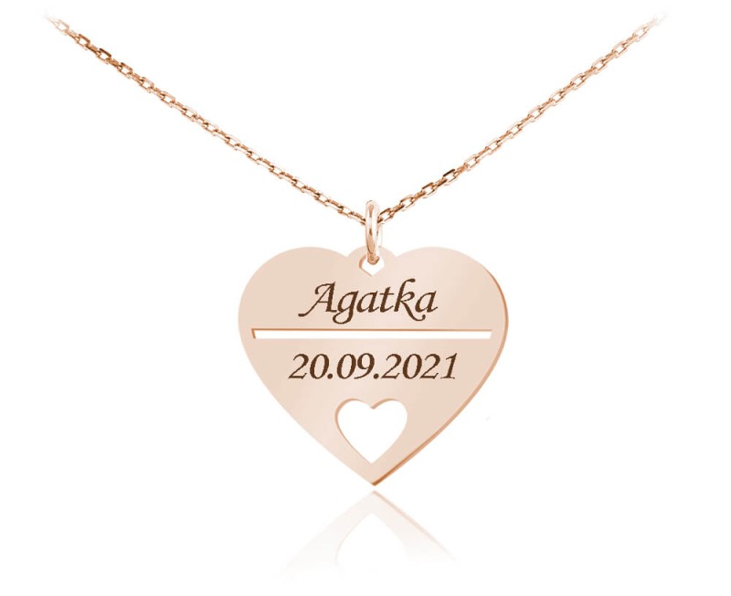 Naszyjnik Serce Renelle III z Imionami - rose gold - Grawer