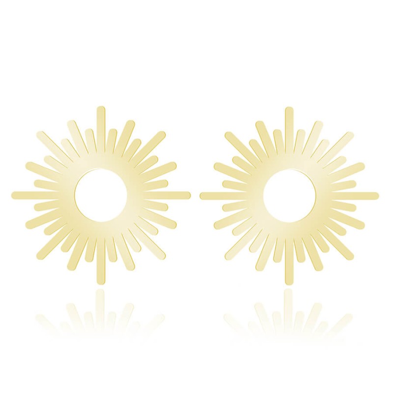 Srebrne kolczyki Somer - Słońce - sztyfty - 24k złocenie
