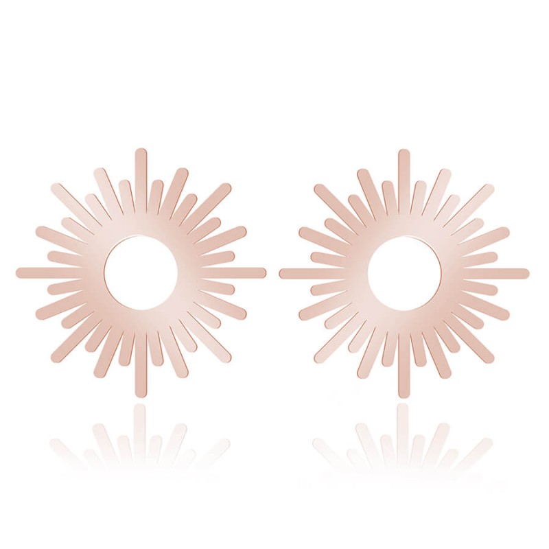 Srebrne kolczyki Somer - Słońce - sztyfty - rose gold