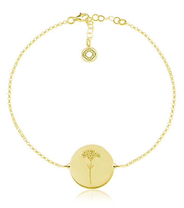 Kwiaty Polskie - Bransoletka z Niezapominajką 24k złocenie - Grawer