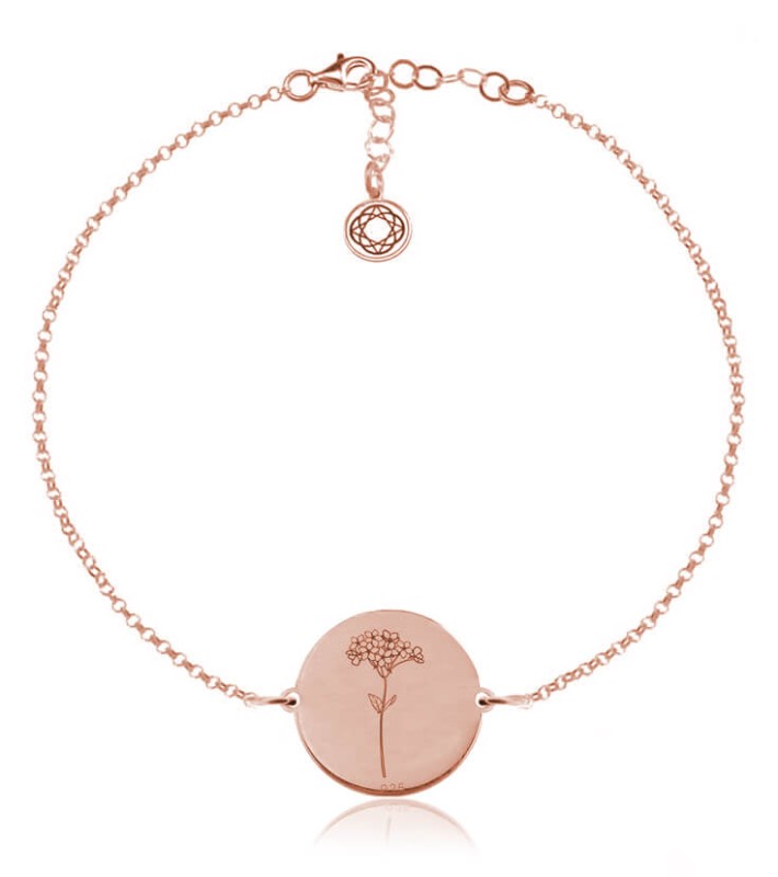 Kwiaty Polskie - Bransoletka z Niezapominajką rose gold - Grawer