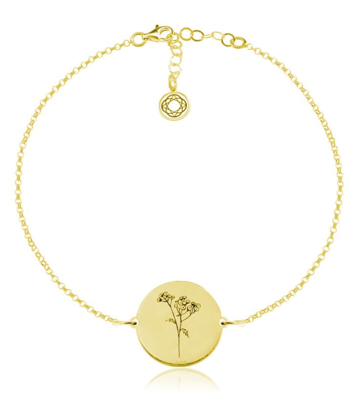 Kwiaty Polskie - Bransoletka z Wrotyczem 24k złocenie - Grawer