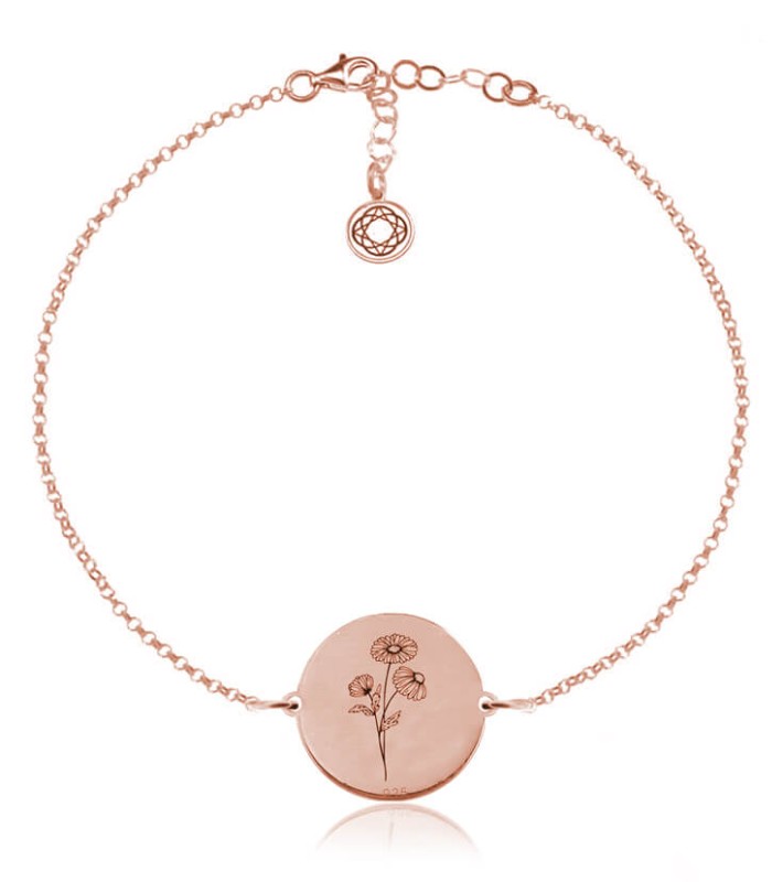 Kwiaty Polskie - Bransoletka z Rumiankiem rose gold - Grawer