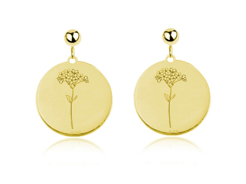 Kwiaty Polskie - Kolczyki z Niezapominajką - 24k złocnenie