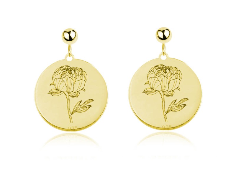 Kwiaty Polskie - Kolczyki z Peonią - 24k złocenie