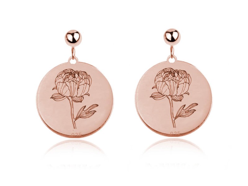 Kwiaty Polskie - Kolczyki z Peonią - rose gold