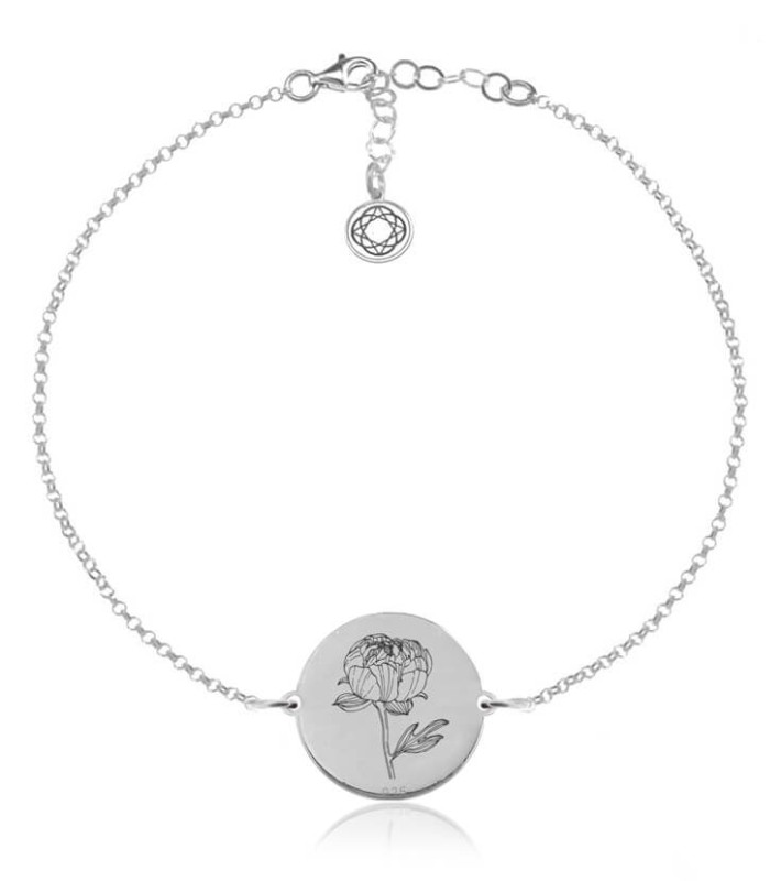 Kwiaty Polskie - Bransoletka z Peonią - Grawer
