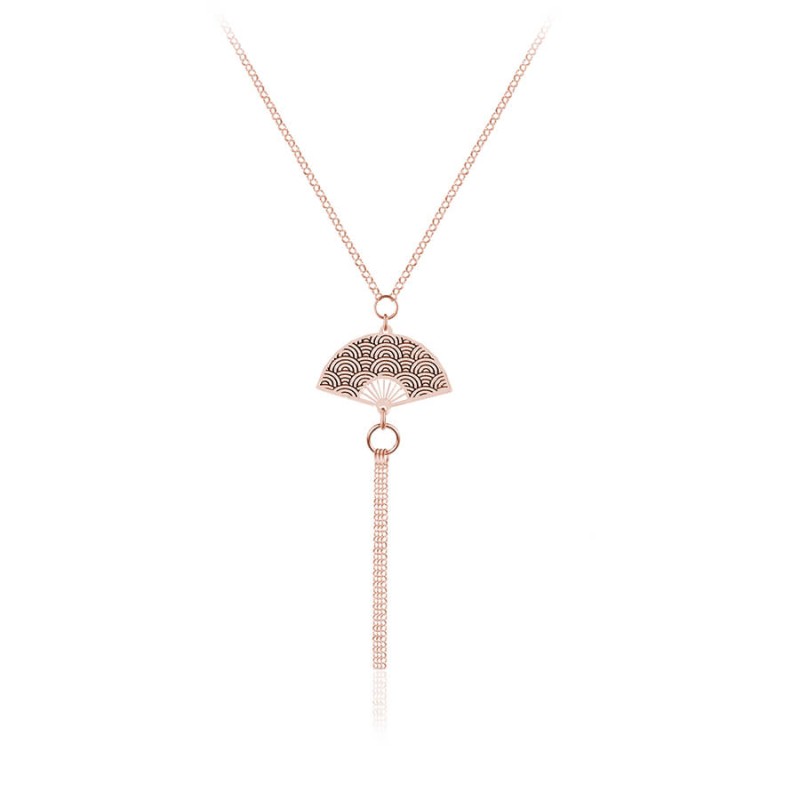 Srebrny Naszyjnik Wachlarz Kioto - rose gold