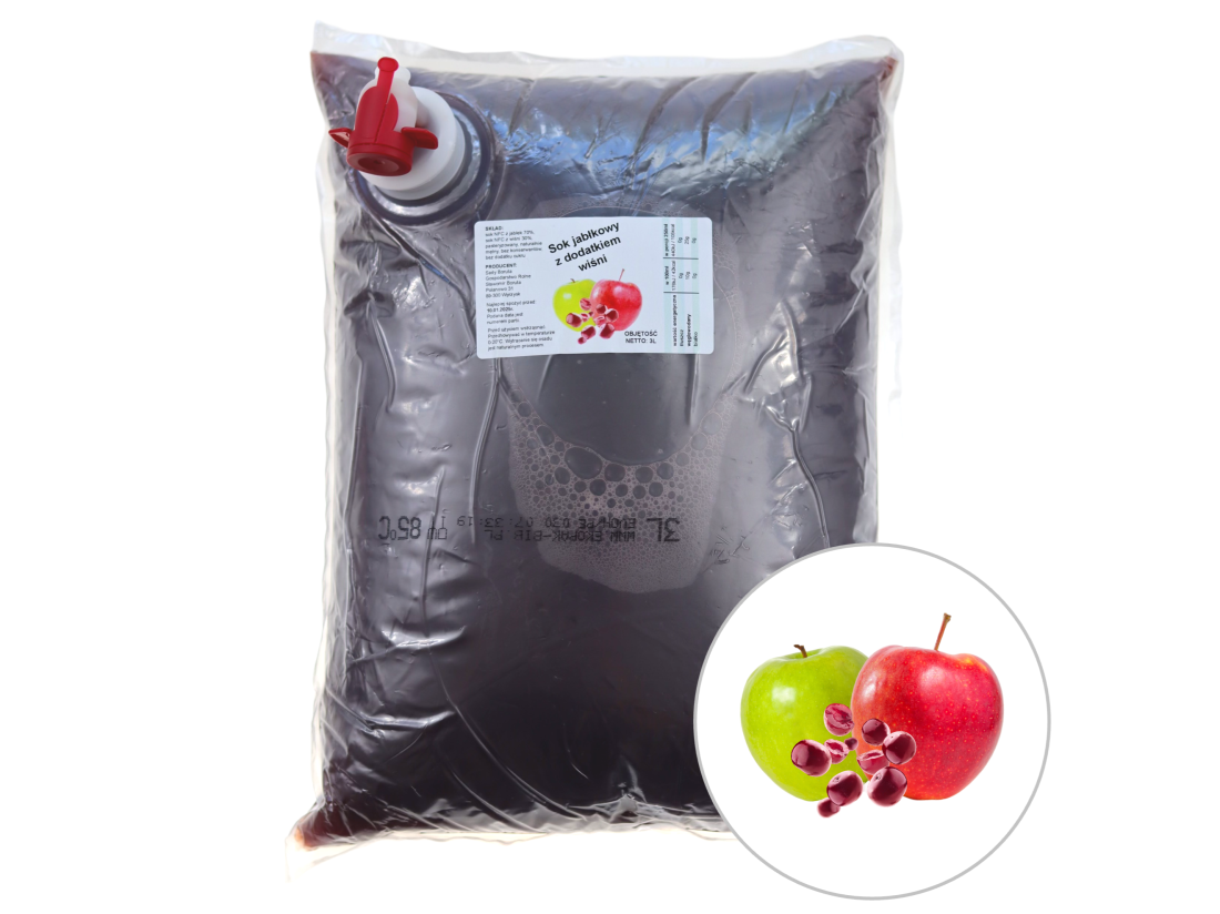 Sok jabłkowy z dodatkiem WIŚNI 3L Naturalny Sok Tłoczony