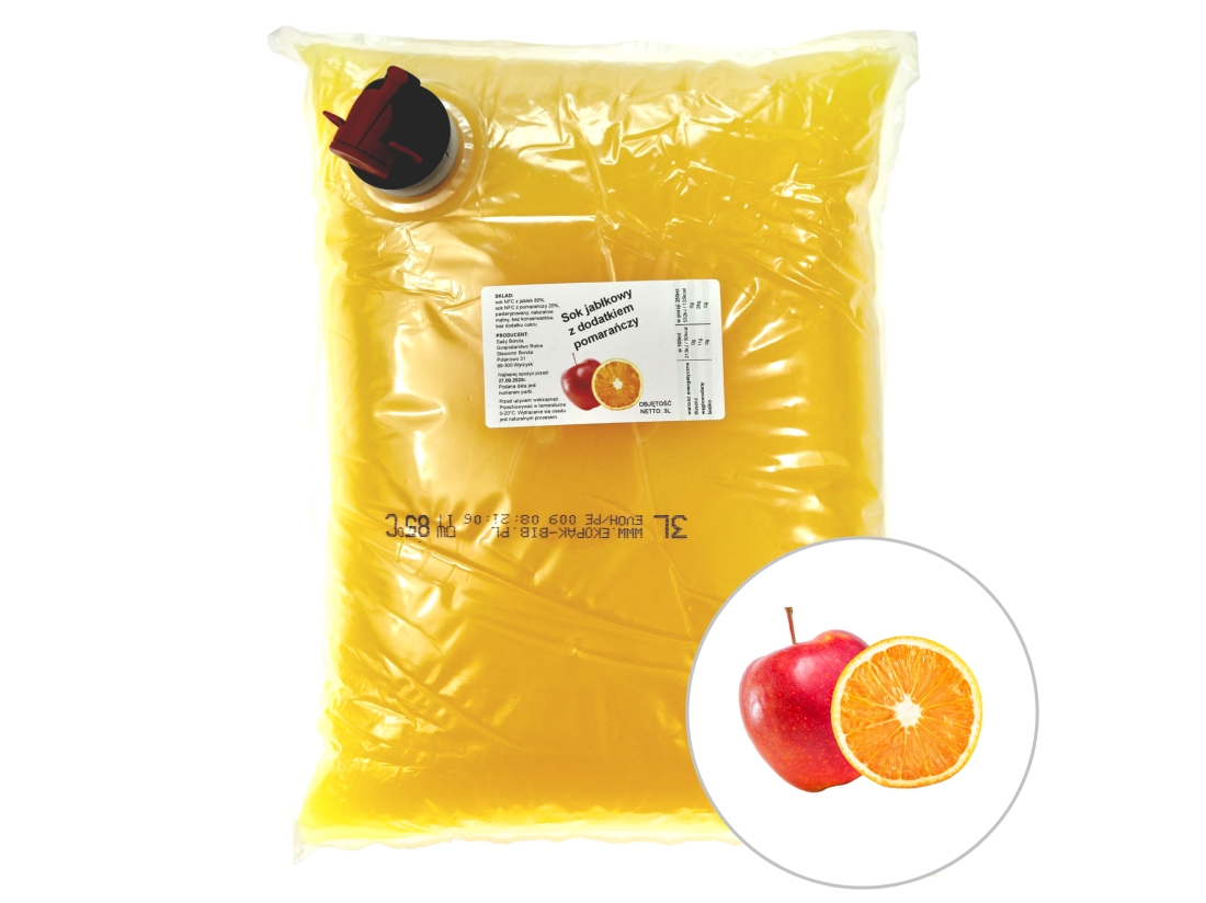Sok Jabłkowy z dodatkiem POMARAŃCZY 3L Naturalny Sok Tłoczony
