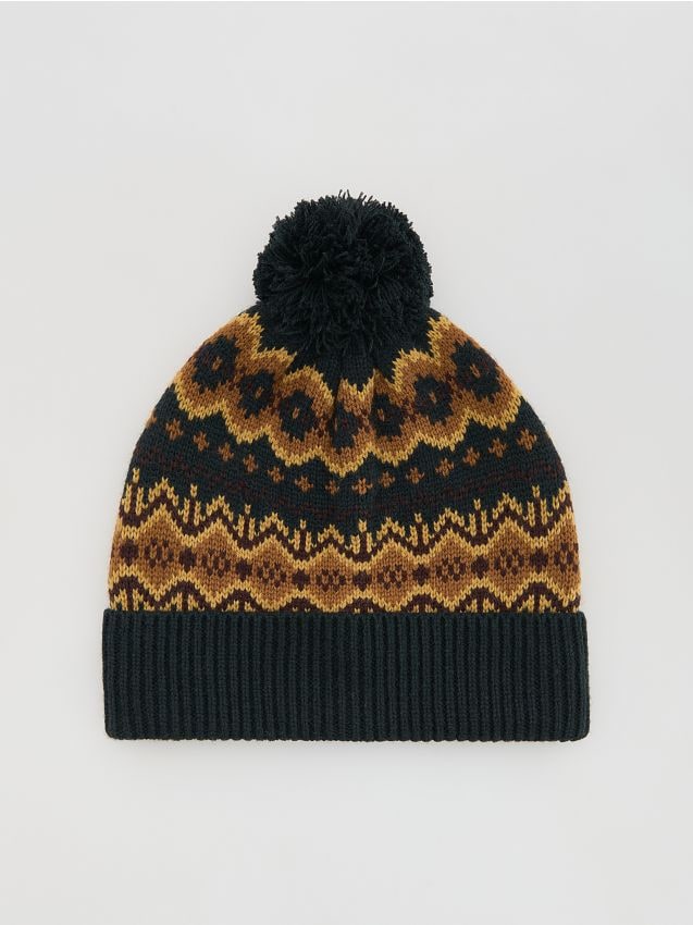 Reserved - Czapka z pomponem - granatowy