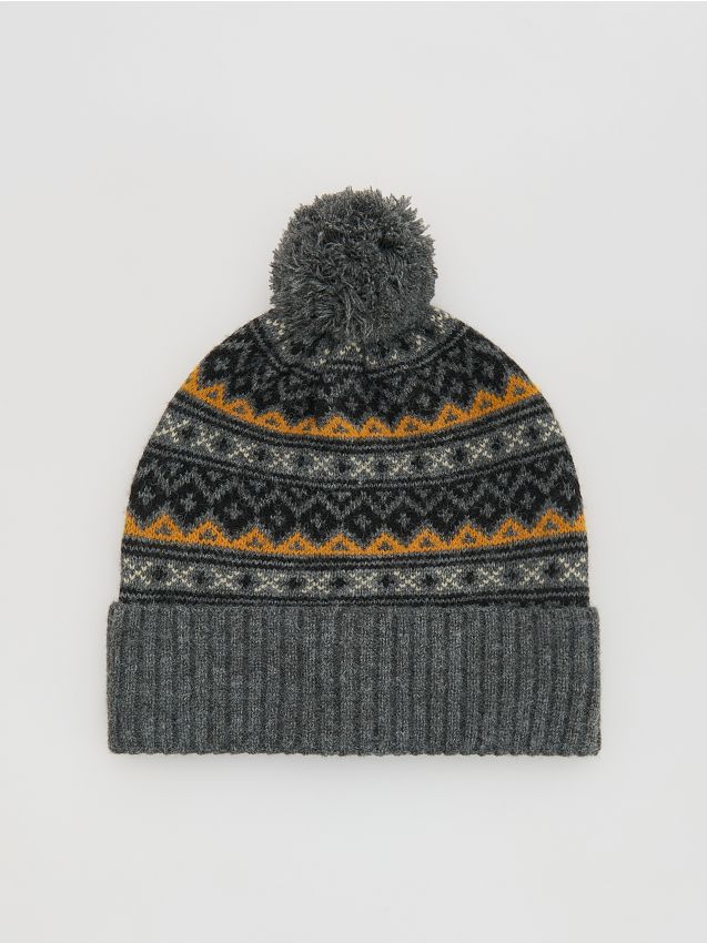 Reserved - Czapka z pomponem - ciemnoszary