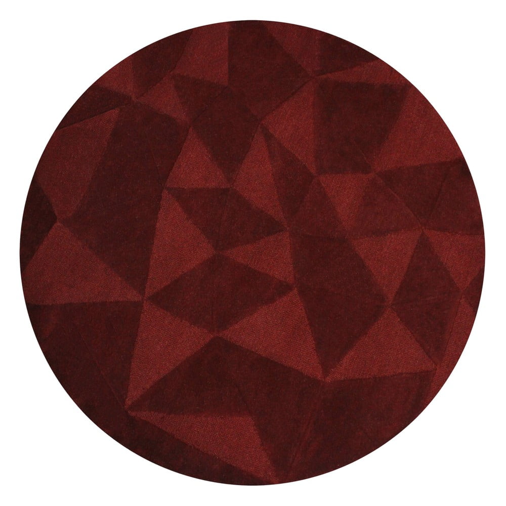 Bordowy wełniany okrągły dywan tkany ręcznie ø 160 cm Shard Red – Flair Rugs