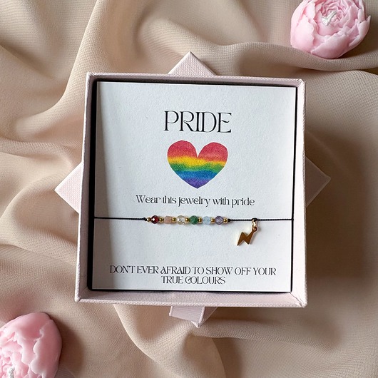 Kolorowa bransoletka PRIDE z kamieni naturalnych