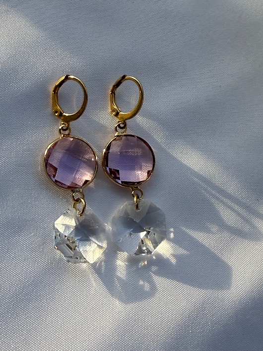 Kolczyki w odcieniach różu z kryształem Swarovskiego