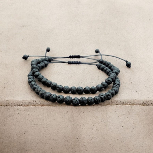 Komplet bransoletek lawa wulkaniczna 6 mm