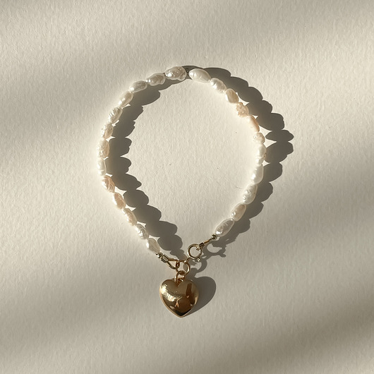 Bransoletka NORI pozłacane serce perła naturalna