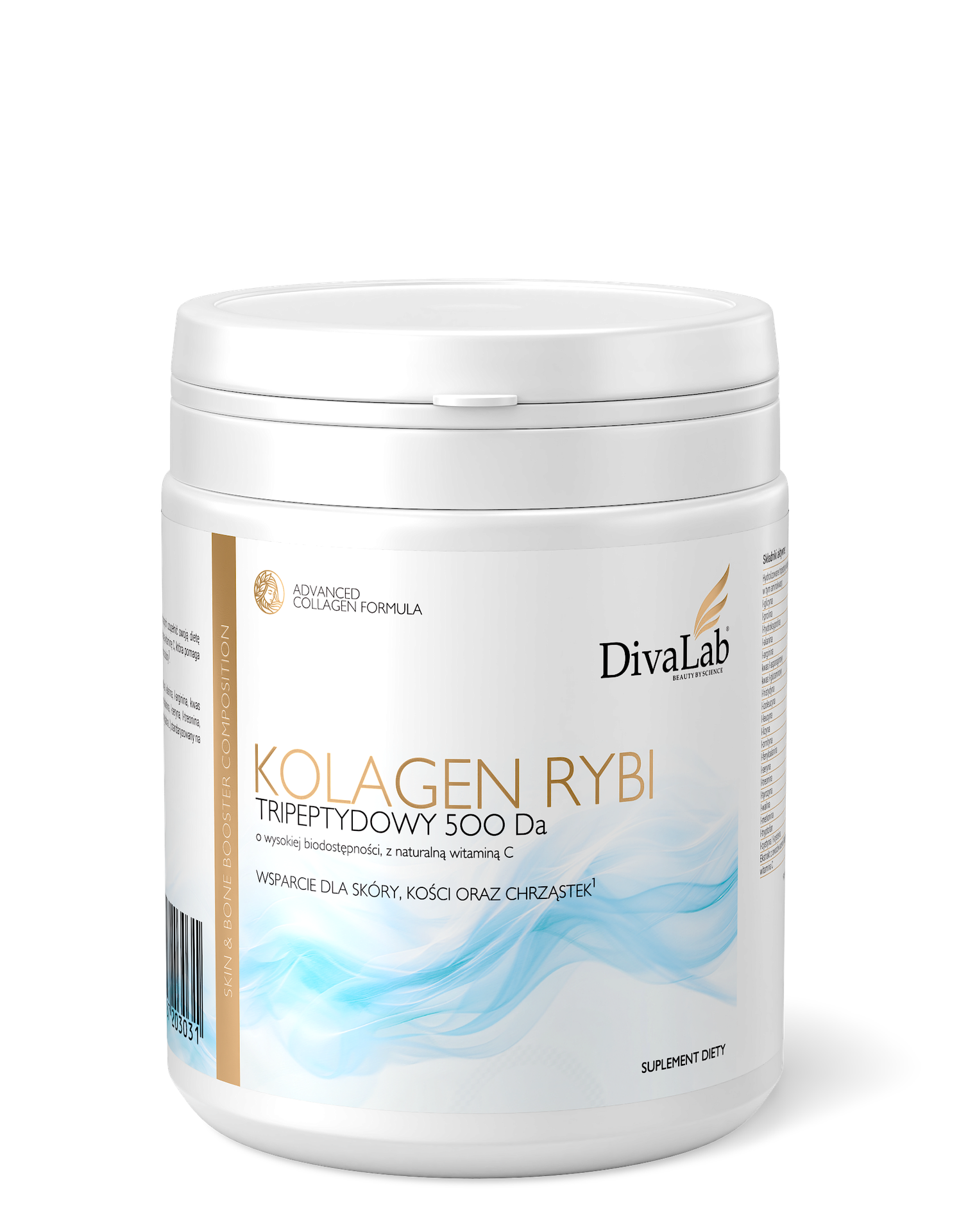 Tripeptydy kolagenu rybiego 500 Da z naturalną witaminą C 250 g