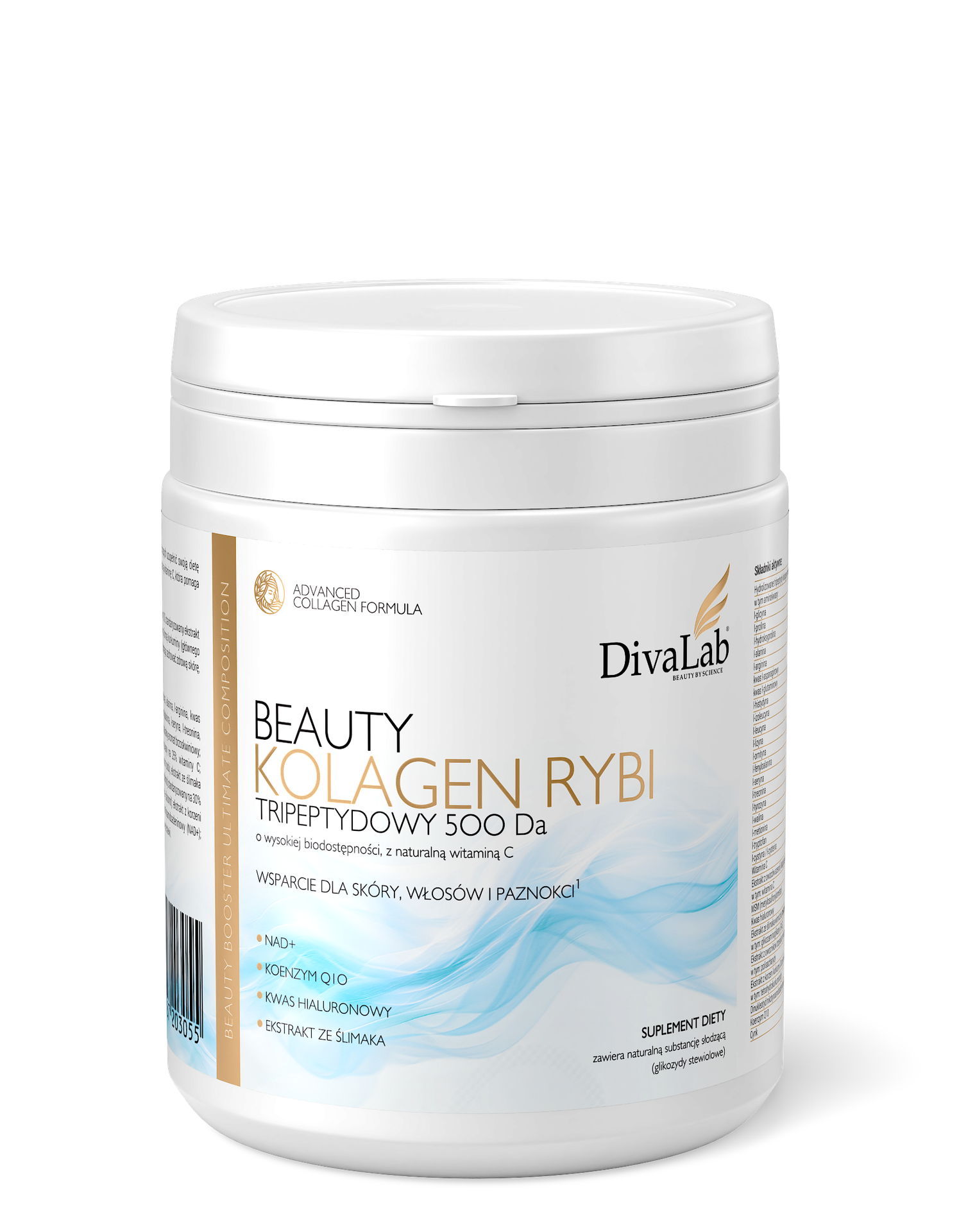 Tripeptydy kolagenu rybiego 500 Da ze śluzem ślimaka, NAD+, Q10 i kurkuminą nowej generacji 250 g