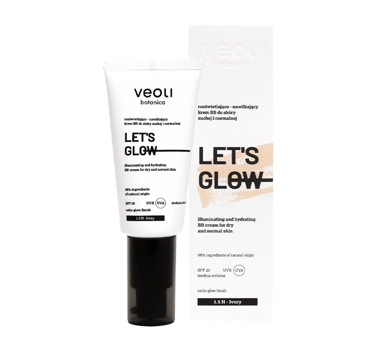 Veoli Botanica Let's Glow rozświetlająco-nawilżający krem BB do cery suchej i normalnej SPF20 1.5 N Ivory 30 ml