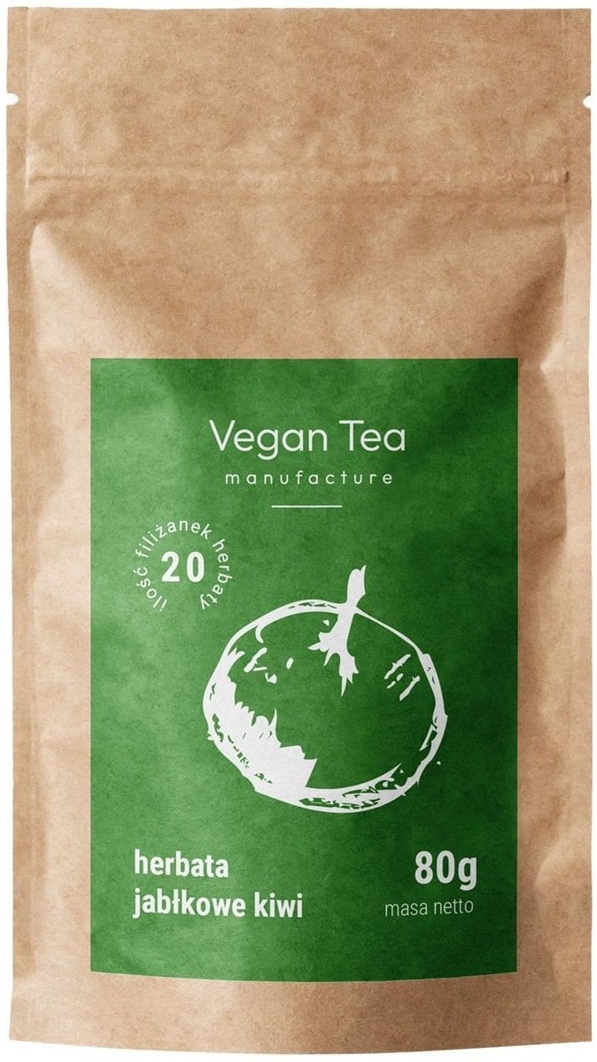 Vegan Tea - herbata zielona sypana Jabłkowe Kiwi opakowanie uzupełniające 80 g