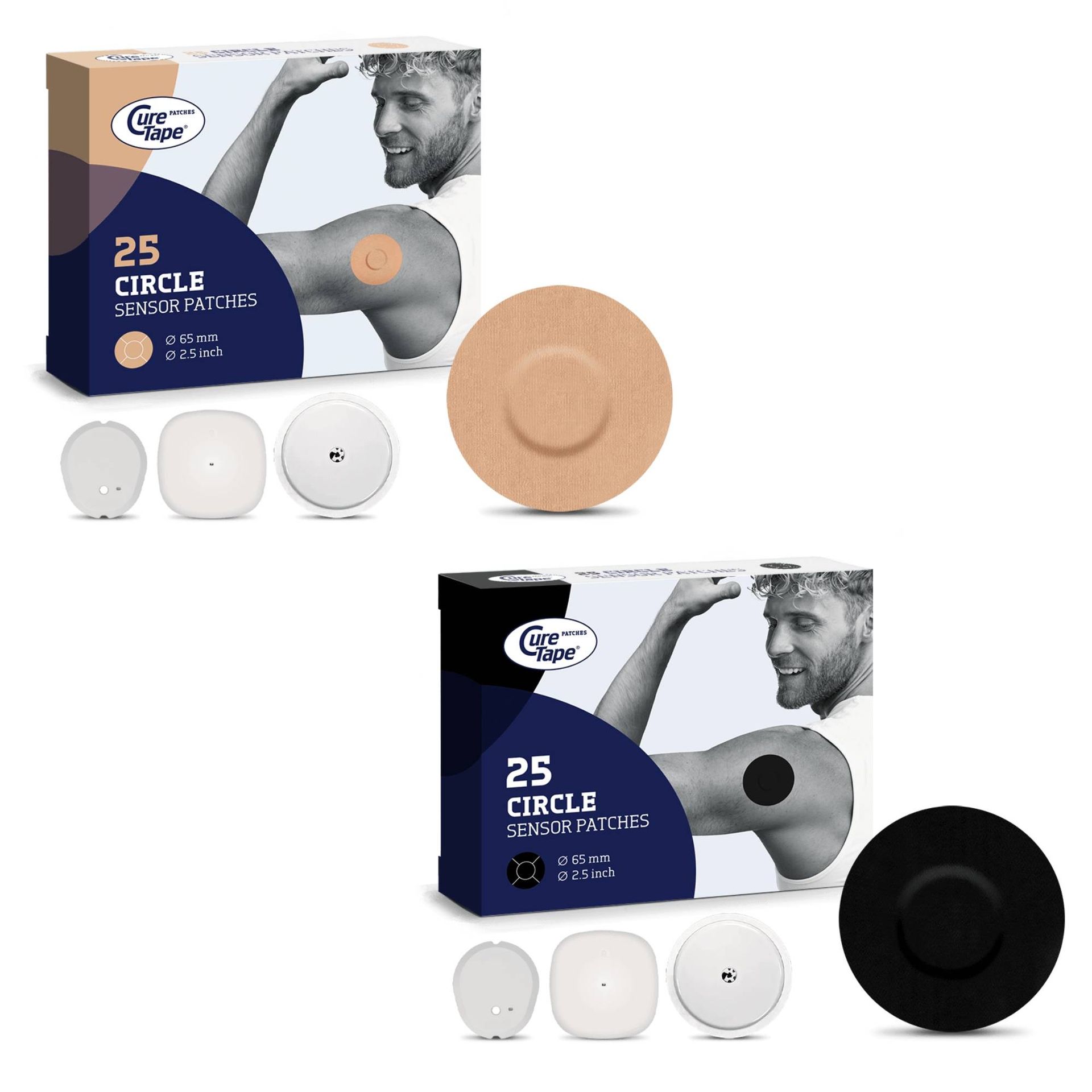 Okrągłe plastry ochronne na sensor CGM do monitorowania glikemii CureTape Sensor Patches Circle, 25 szt. - różne kolory